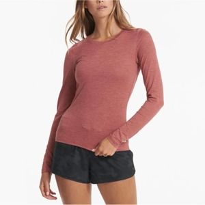 Vuori Long Sleeve Lux Crew Tee Rosewood Heather Size XL
